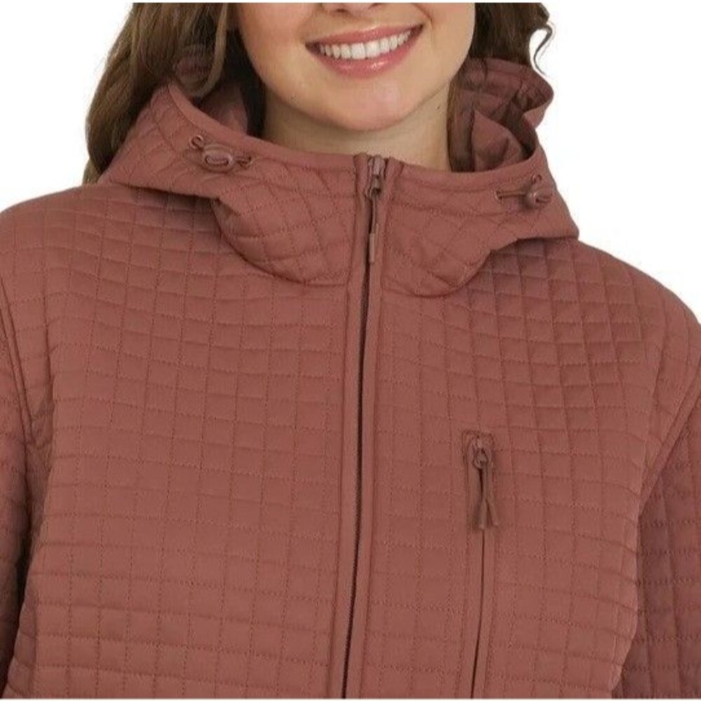 Lands' End Ladies Quilted Jacket Hood Full-Zip Lightweight Red (Canyon) Small - Picture 3 of 4